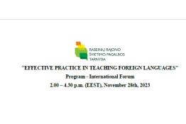 Tarptautinio forumo "Effective practice in teaching foreign languages" programa